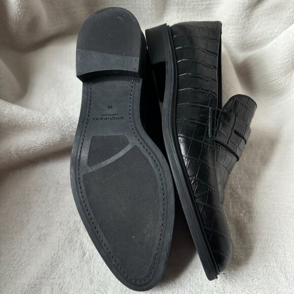 Vagabond Frances Croc Embossed Leather Black Loafers - Size 38 - Picture 5 of 7